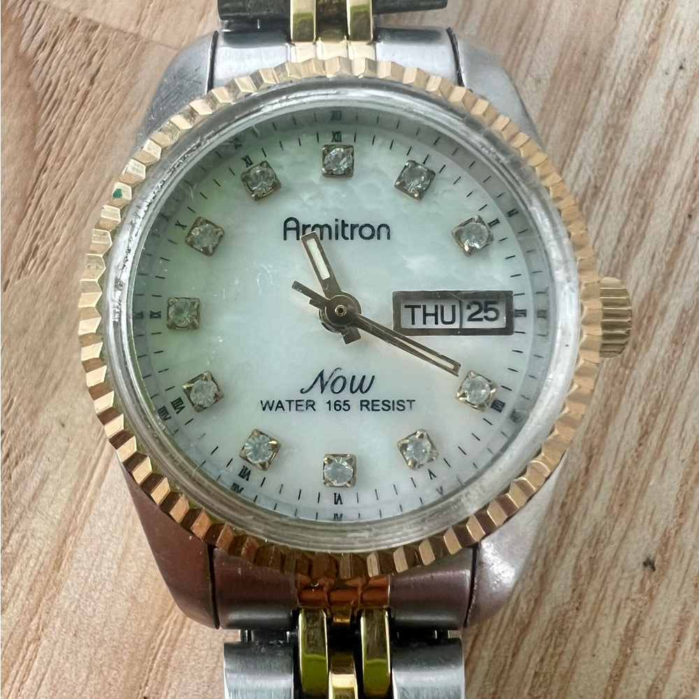 Armitron now ladies two tone dress watch NEW BATTERY
